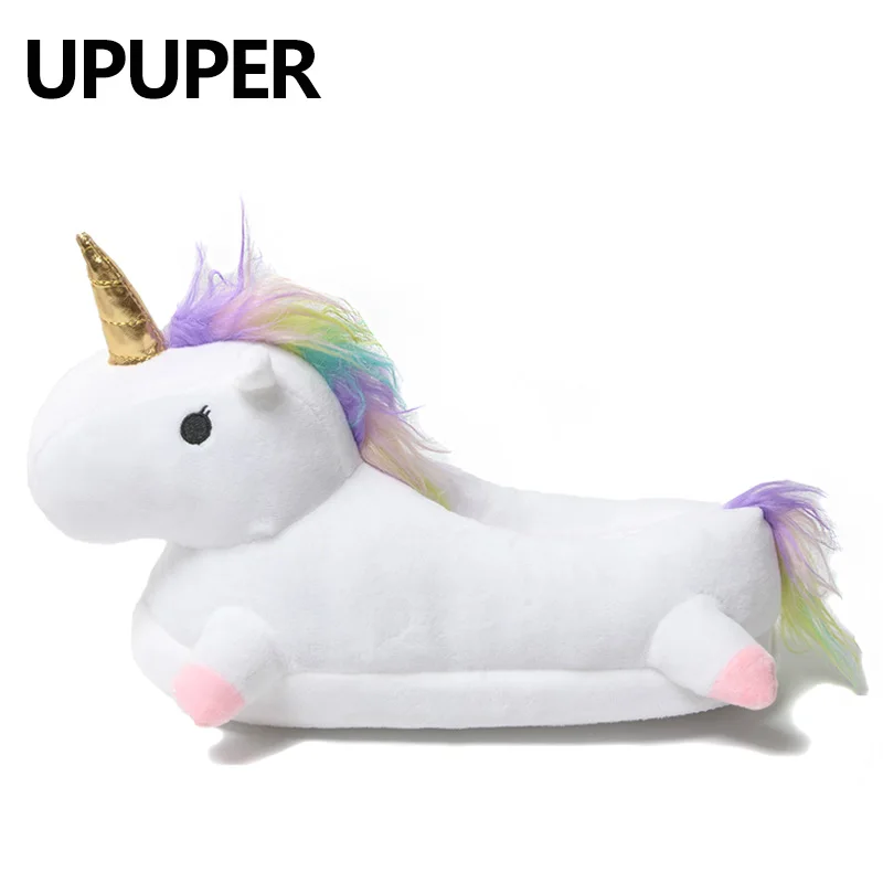 2021 милые зимние домашние тапочки Chausson Licorne Белые туфли Женские с единорогом pantuflas
