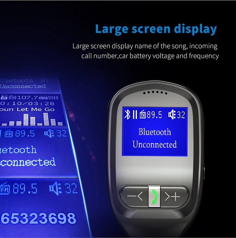 Автомобильный музыкальный плеер с ЖК-дисплеем Bluetooth с картой Micro SD и u-диском, музыкальный адаптер для зарядки автомобиля
