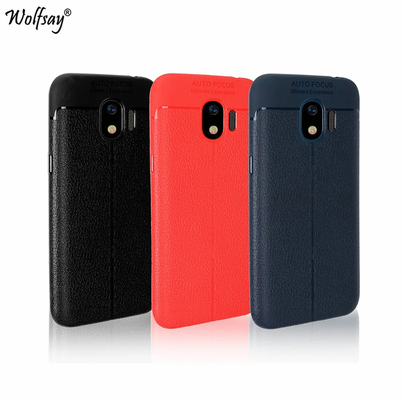 for Cover Samsung Galaxy J2 Pro 2018 Case J250F Litchi Striae Soft TPU Phone sFor Wolfsay Shell |