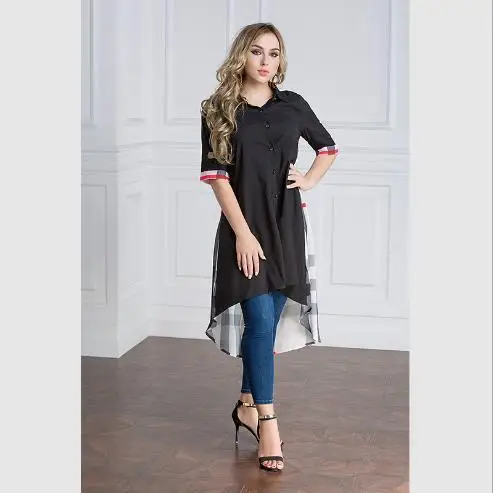 Мусульманская блузка женские топы рубашка с принтом платье в клетку Abaya