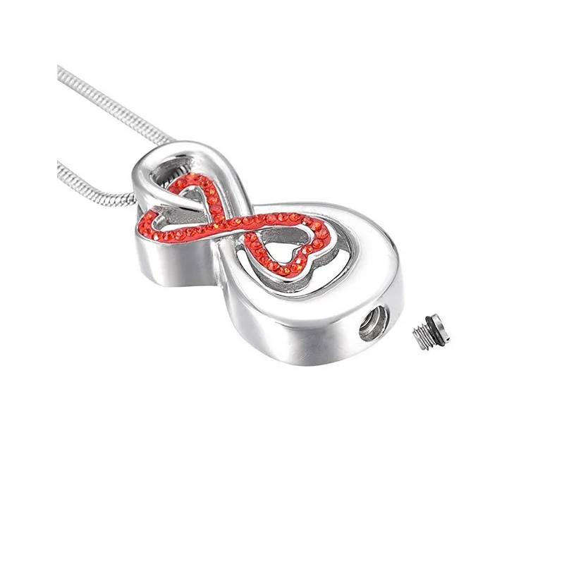 T005S Shiny Crystals Inlay Elegant Infinigy Love Urn Necklace for Women 316L Stainless Steel Cremation Jewelry Pendant Ashes | Украшения и