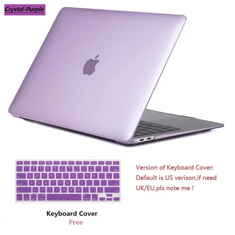 Crystal Purple Новинка, Кристальный чехол-клавиатура для ноутбука Apple Macbook Pro retina Touch Bar& ID Air 11 11,6 12 13 15 дюймов, Жесткий Чехол - Цвет: Crystal Purple