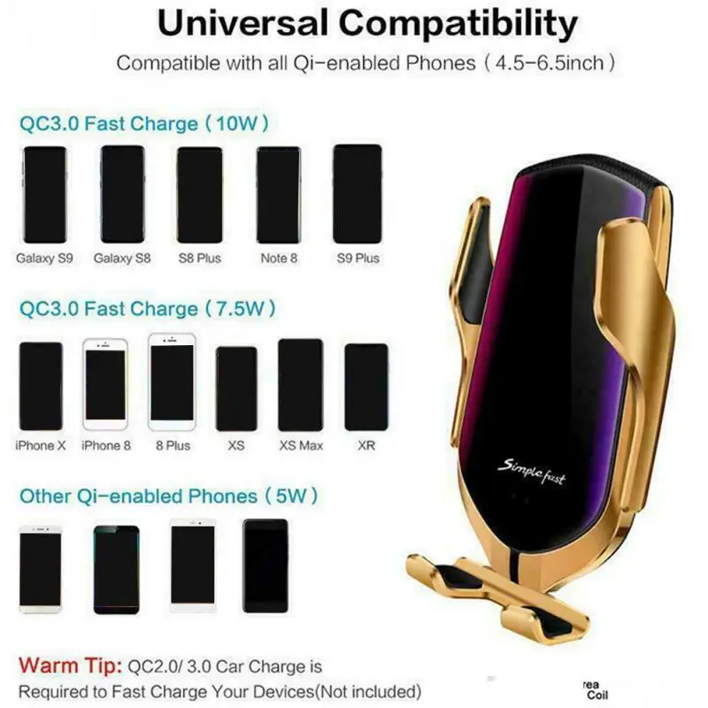 Qi Беспроводное стандартное автомобильное беспроводное зарядное устройство