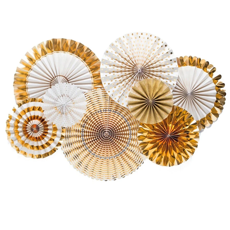 Set 2 Paper Fans 55 шт. вечерние украшения набор конфетти латексные шары лента бумажные вентиляторы фольга бахрома занавеска для дня рождения свадьба детский душ Декор - Цвет: Set 2 Paper Fans