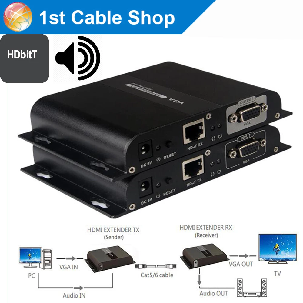 VGA видео и аудио удлинитель разветвитель по ethernet UTP cat5e/6 кабель до 120 м TCP/IP совместимый Один TX к N RX поддерживается