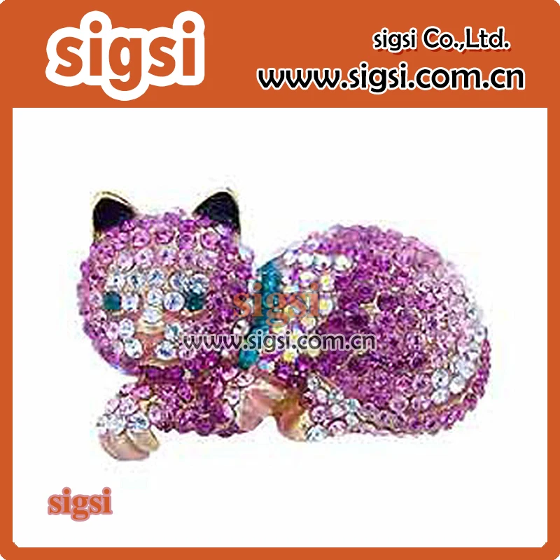 100 шт. милый фиолетовый котенок/котенок оптовая продажа со стразами в виде