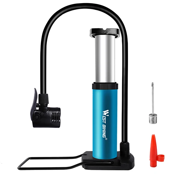 Blue WEST BIKING мини-велосипедный напольный насос 100PSI из алюминиевого сплава, велосипедный насос, насос для шин, портативный велосипедный насос Schrader Presta с клапаном - Цвет: Blue