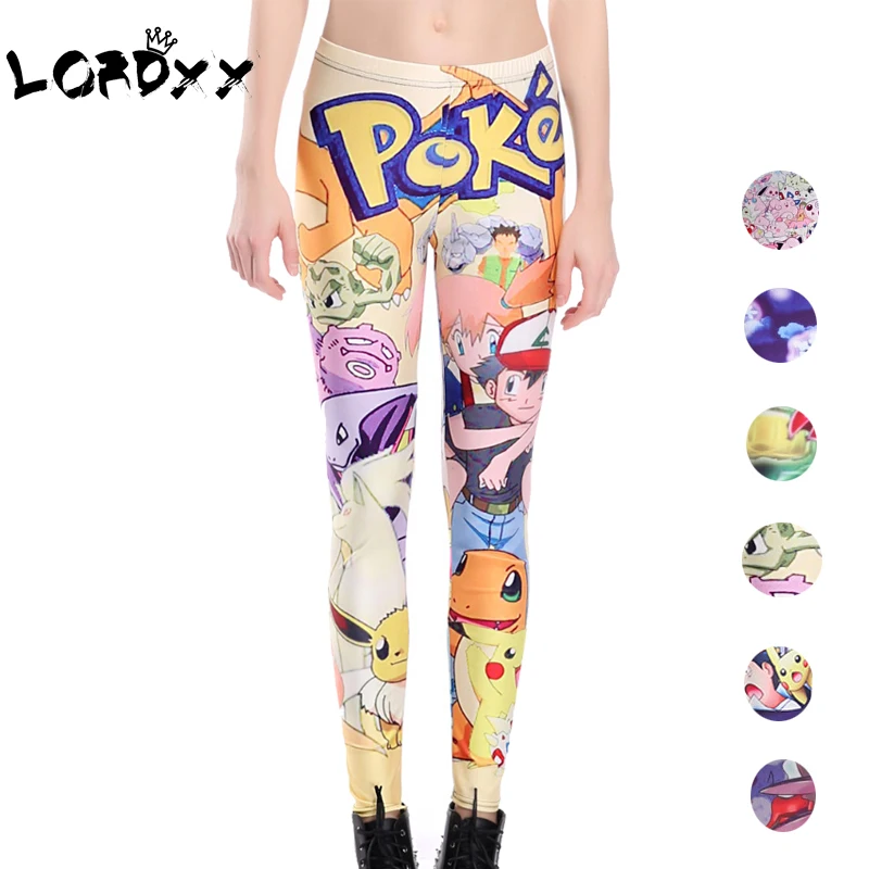 LORDXX Pokemon Kawaii женские леггинсы с принтом Одежда бесшовные Легинсы Фитнес Брюки