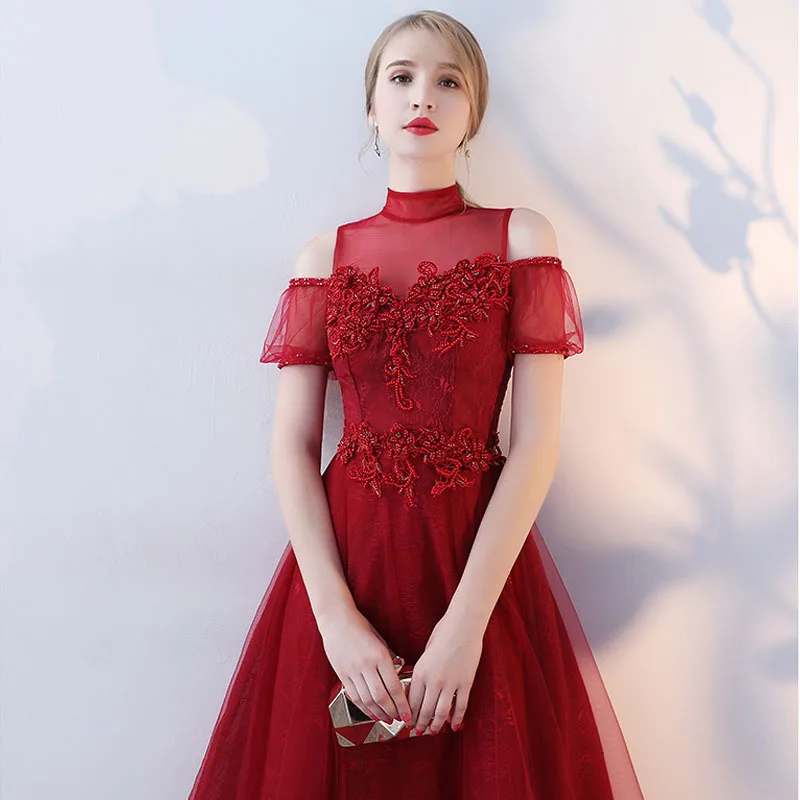 Luxury Beads Work Summer Fashion Evening Dress Elegant Woman Princess Wine Red Long Prom | Свадьбы и торжества