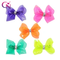 cn 4 waterproof jelly hair bows with clips for girls glitter transparent pool swim bows solid hairpins kids hair accessories