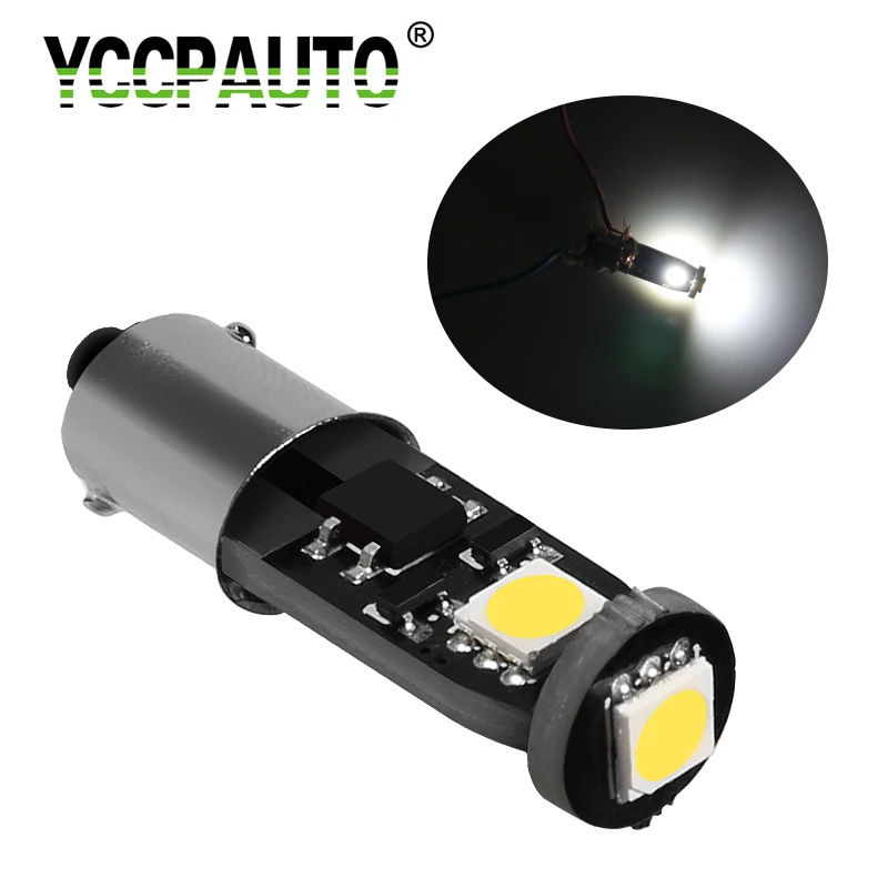 YCCPAUTO Ba9s Белый светодиод для автомобиля Canbus H6W T4W 12 в 5050 3SMD светильник 1 шт. лампа