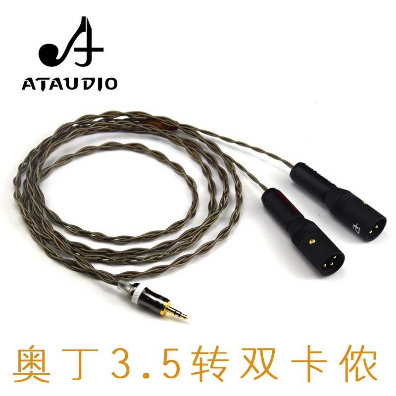 

Кабель ATAUDIO Hi-Fi Odin 3,5 мм на 2 XLR штекер, высококачественный посеребренный стерео кабель 3,5 Aux на Xlr
