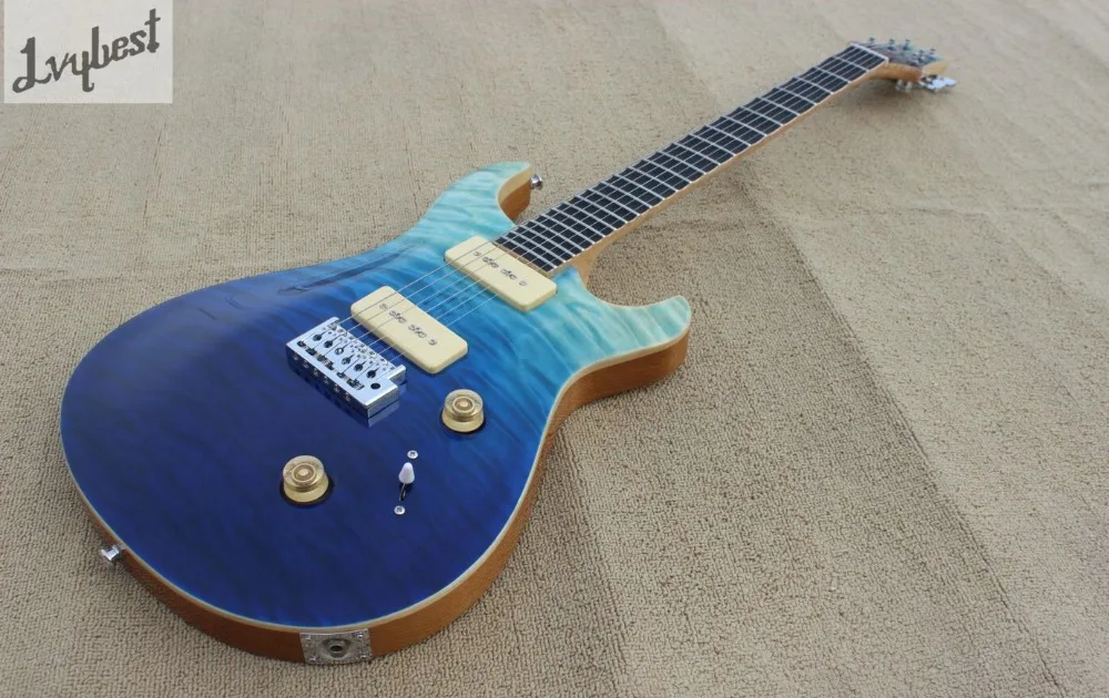 Электрогитара bule тонкая и темная верхняя часть одеяло Elm body пламя дерево переплет