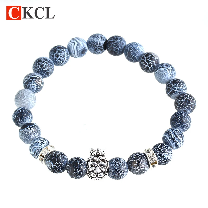 Natural Stones Silver Lion Charm Women Bracelets With Crown Crystal Accessories Men | Украшения и аксессуары