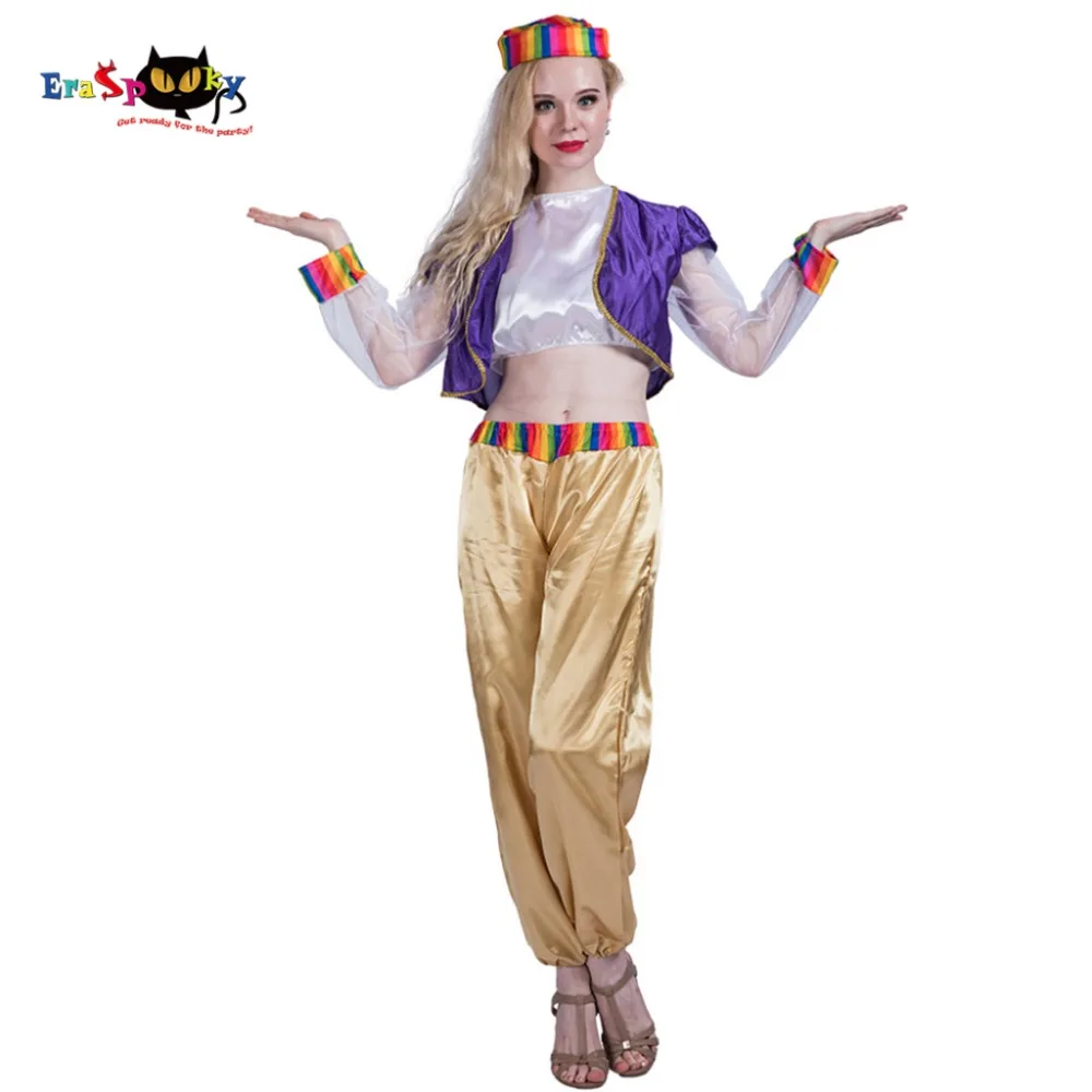 Eraspooky Arabian Aladin Princess Costume Women Sexy Belly Dance Costume Set Halloween Party Fancy Dress