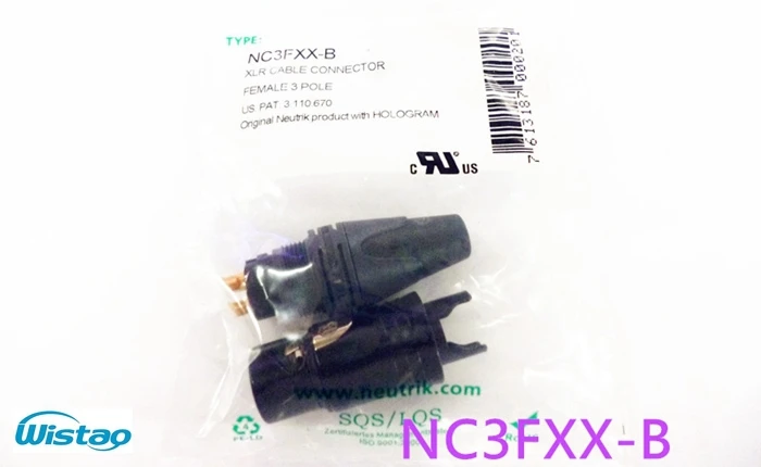 HIFI Разъем XLR Женский черный корпус позолоченные контакты для 3-жильного кабеля