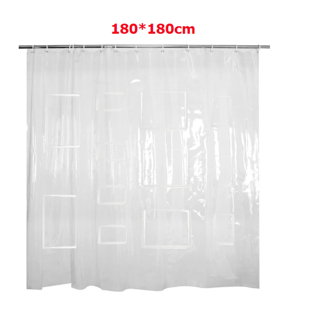 Занавеска для ванной пластиковая Водонепроницаемая с крючком прозрачная белая
