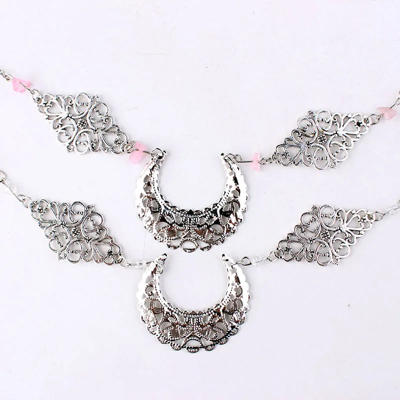 

MOLANS Old-fashioned Hollow Moon Diamond Headband for Bridal Wedding Accessories Simple Silver Alloy Crystal Handmade Head Chain