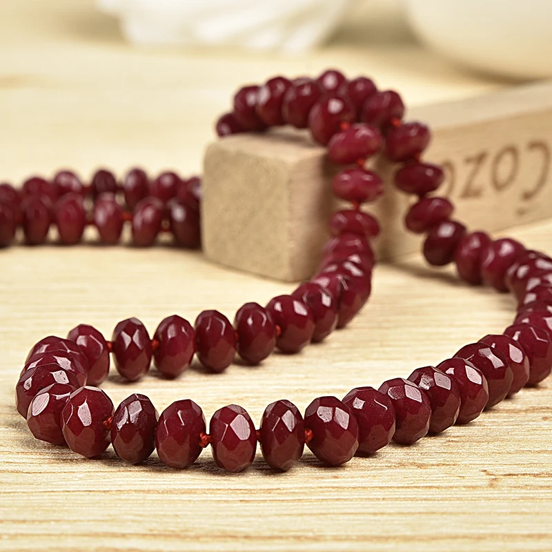 

Wholesale 5.1*8.2mm Red Faceted stone For Exquisite Necklace 20inch Handmade DIY jewelry the Best Gift For friend/family H175
