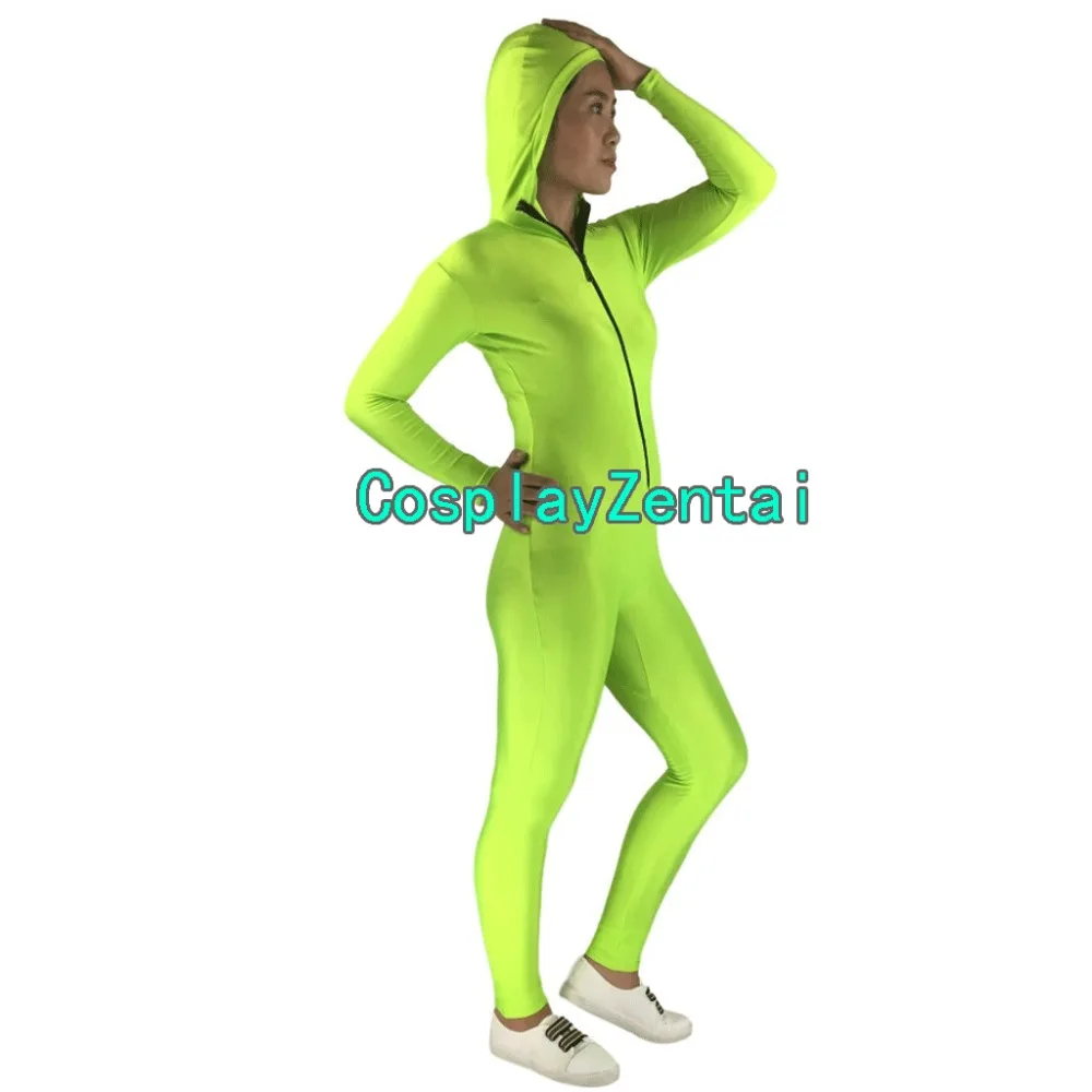 Флуоресцентная зеленая толстовка на молнии спереди с открытым лицом спандекс