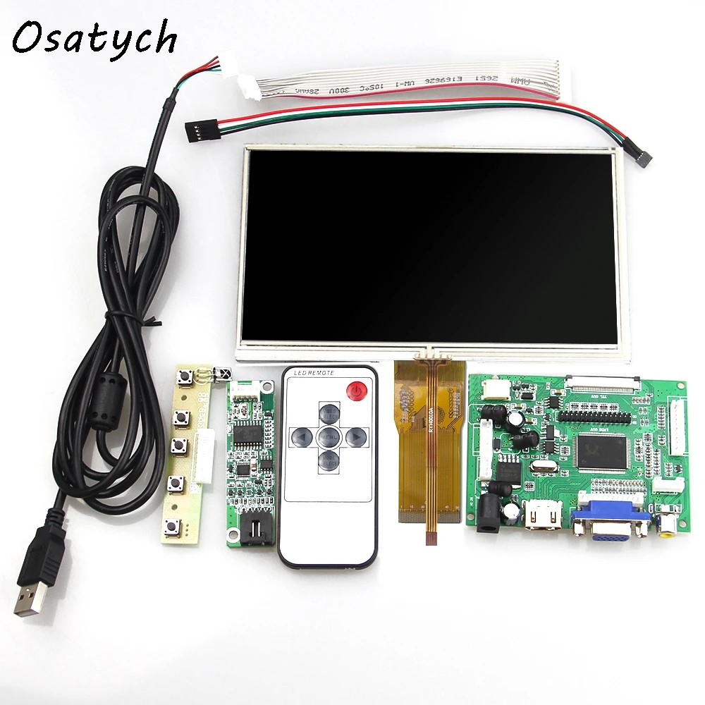 7 дюймовая ЖК панель цифровой экран + сенсорный и плата привода (HDMI VGA 2AV) для Raspberry PI