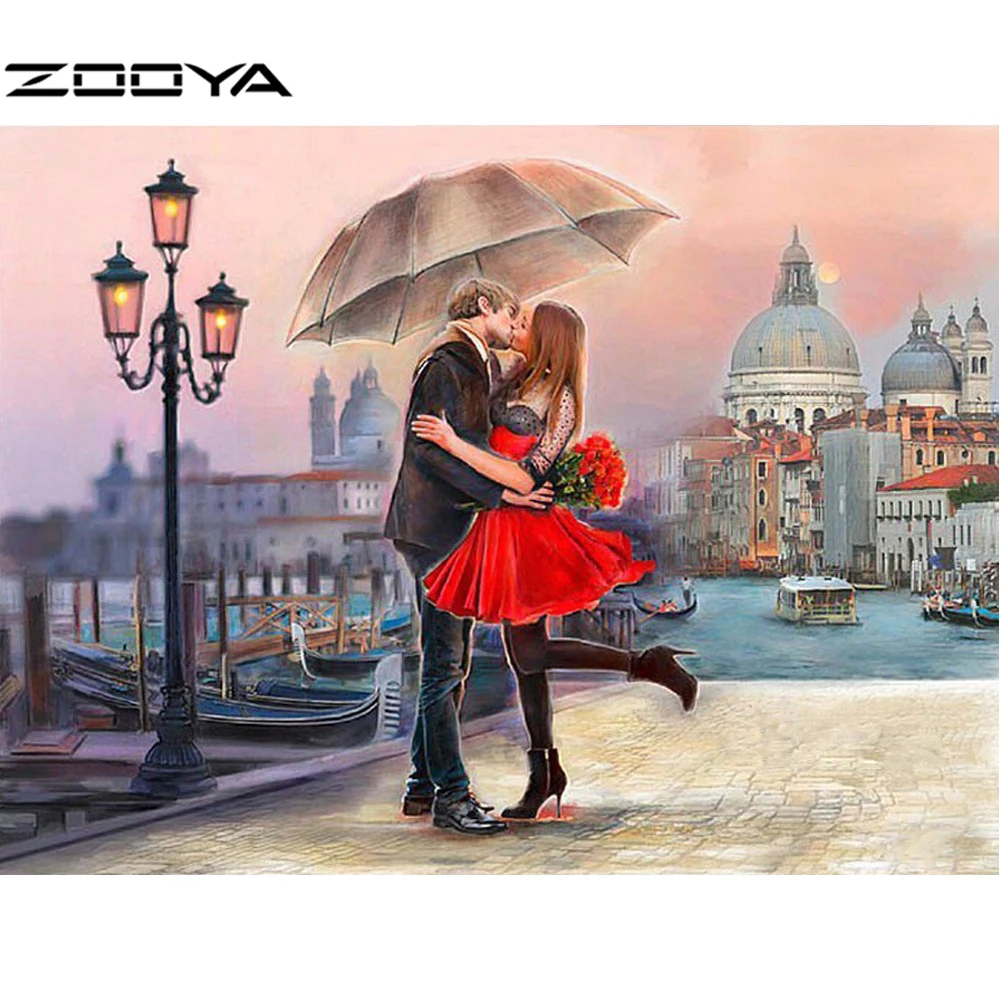 

ZOOYA 5D Diamond Embroidery DIY Diamond Painting Cross Stitch Rhinestone Needlework Lovers Kiss Mosaic Diamond Sticker F1028