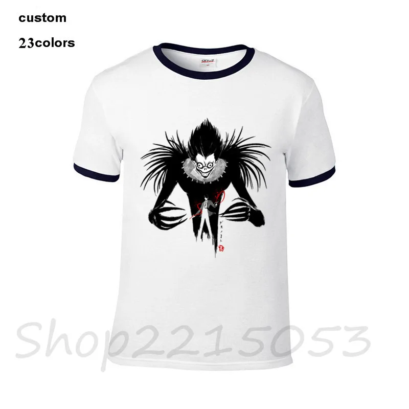 2018 забавные мужские футболки Shinigami Death Note черно белый хлопковый костюм Мужская