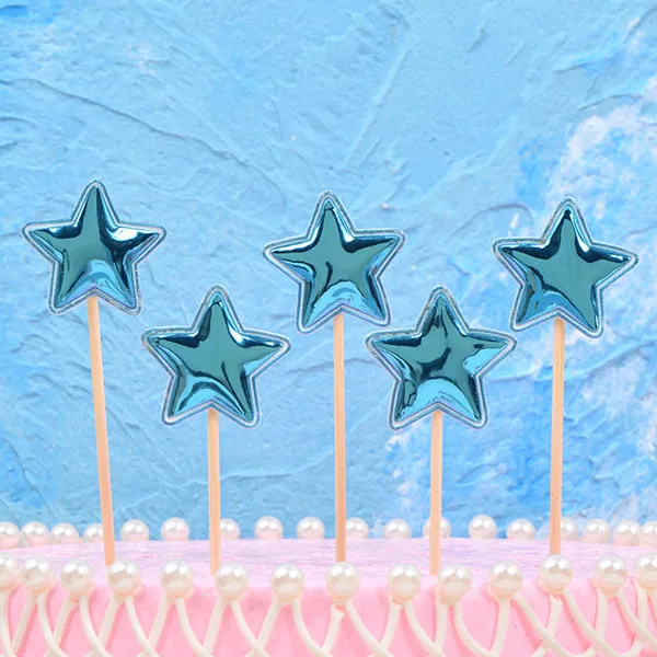 Blue Star 5 шт. Микки и Минни Микки Маус голова торт Топпер флажки для кексов для предродовой вечеринки Мальчик Дети День рождения Свадебные украшения поставки - Цвет: Blue Star