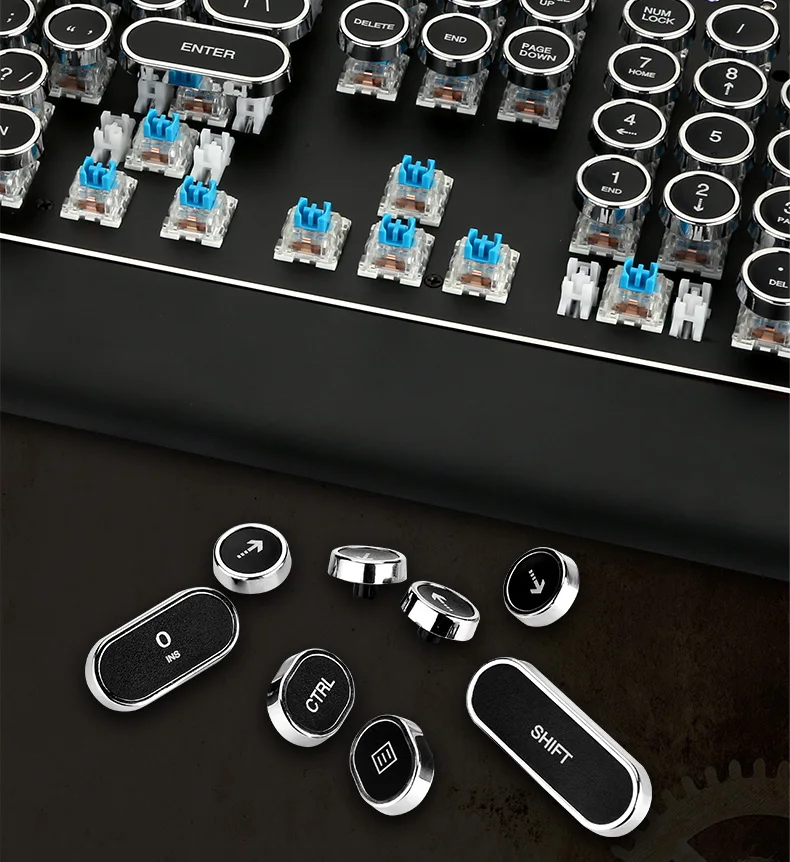 USB Проводная Механическая игровая клавиатура 104 ключ QWERTY классическая круглая клавиатура эргономичная компьютерная клавиатура с RGB светодиодный подсветкой