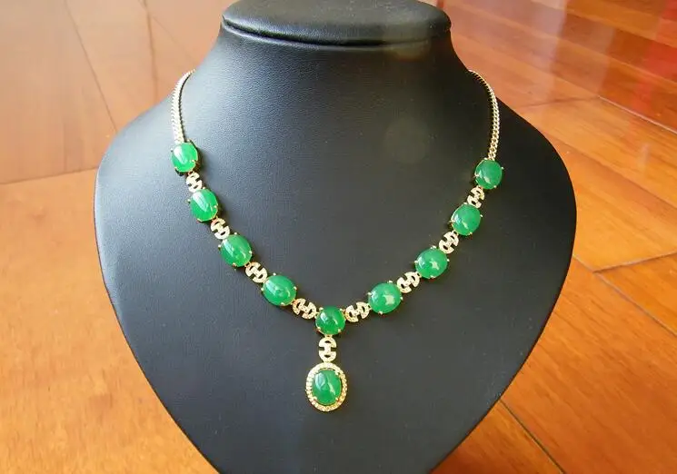 Ожерелье с золотой инкрустированной Нефритовой цепочкой из натурального