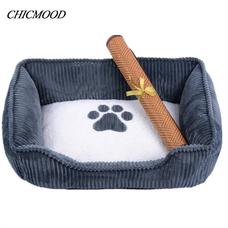 

2017 High Quality Corduroy Dog Bed Soft Comfortable All Seasons Dogs House Moisture Proof Bottom Kennel Cushion Pet Warm Bed