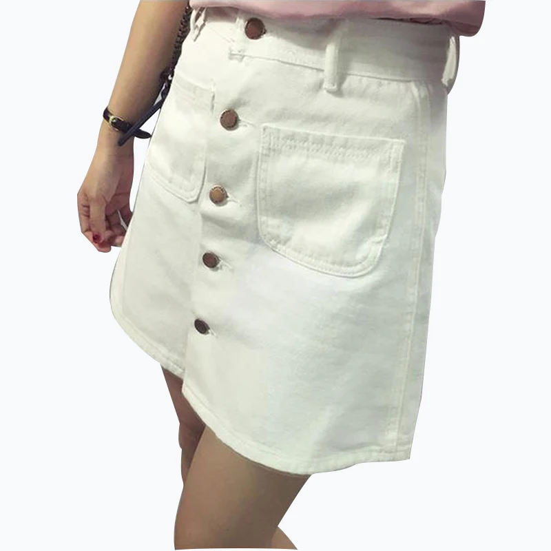 Мини юбка женская трапециевидная из денима на пуговицах|Женские юбки| |