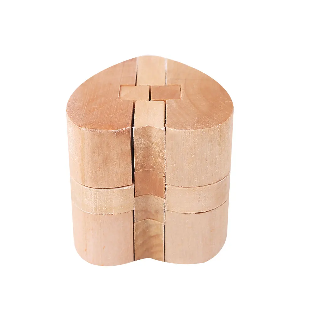 

Heart Shaped Wooden Lock Puzzles Brain Teaser Game Educational Intellectual Toys
