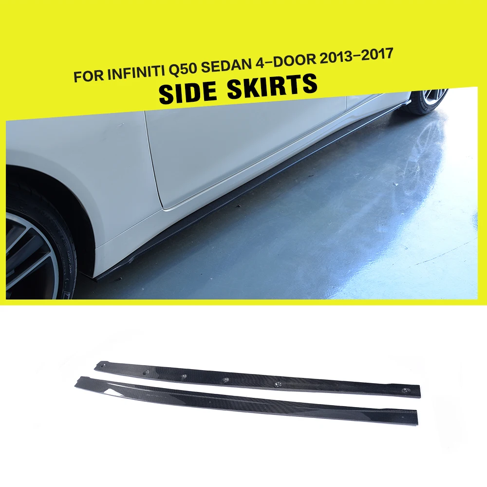 Carbon Fiber Car Side Skirts Extensions Body Lips for Infiniti Q50 Sedan 4-Door 2013 - 2017