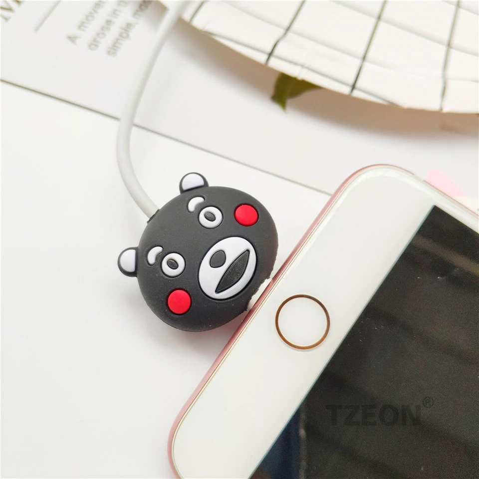 Kumamon Животные кабель протектор милые аниме из мультфильмов для Iphone освещение Macbook samsung type C Micro USB кабель силиконовая линия протектор - Цвет: Kumamon