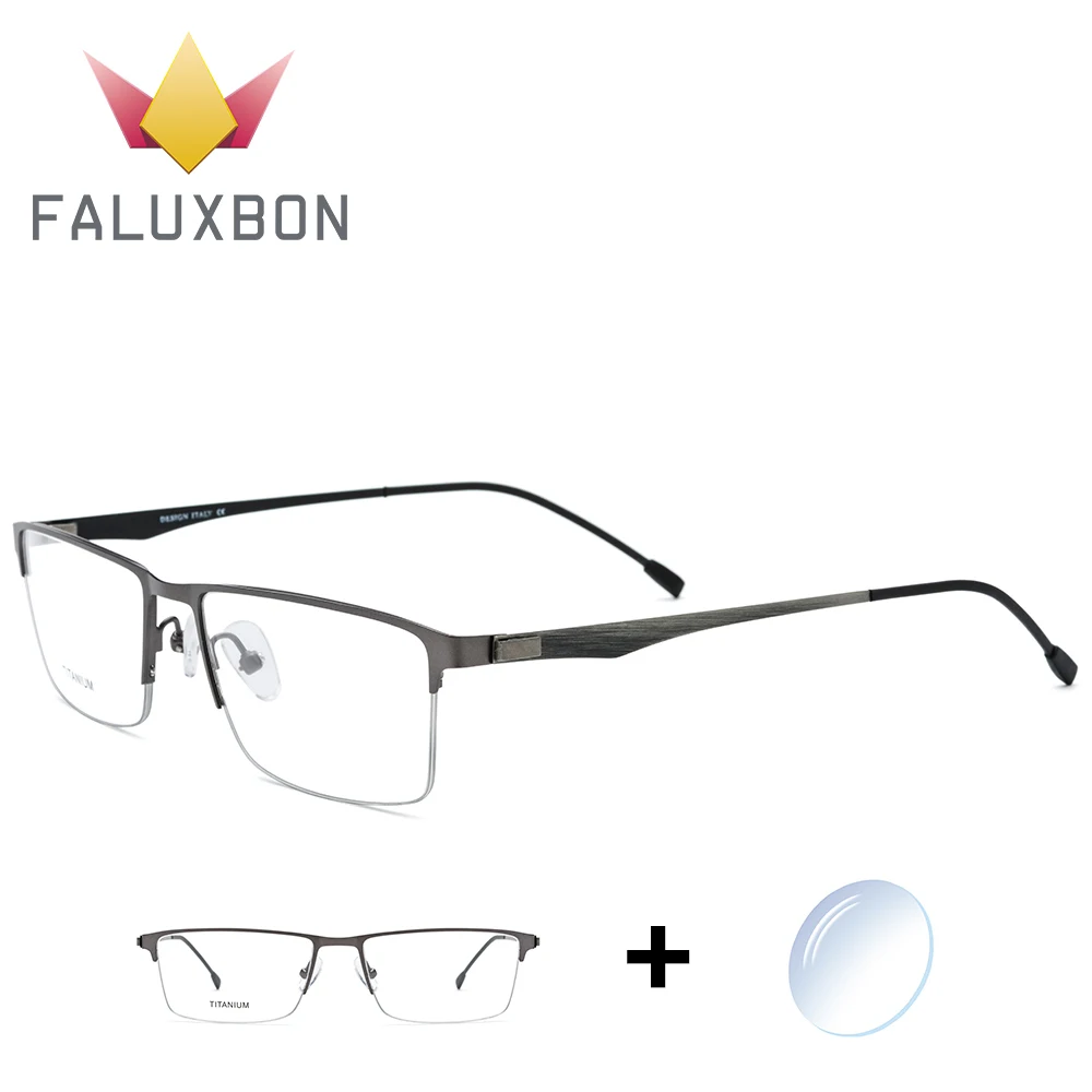 Полу прямоугольные без ободка оптический рецепт очки для мужчин Титан сплав при