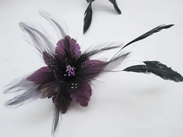 

Purple Flower Hair Accessories Woman Decoration Brooch Wedding Party Barrettes Hair Clip Bridal Wedding Feather Headdress