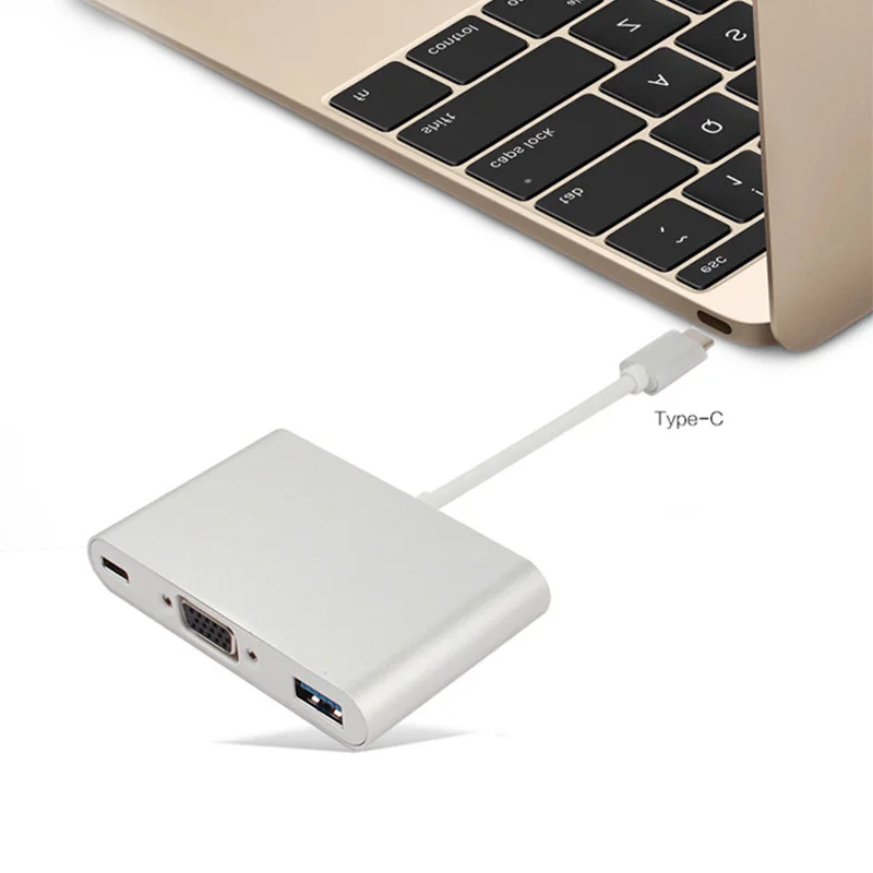 HD 1080P USB3.1 Type-C к VGA три в одном конвертер передача с источником питания USB