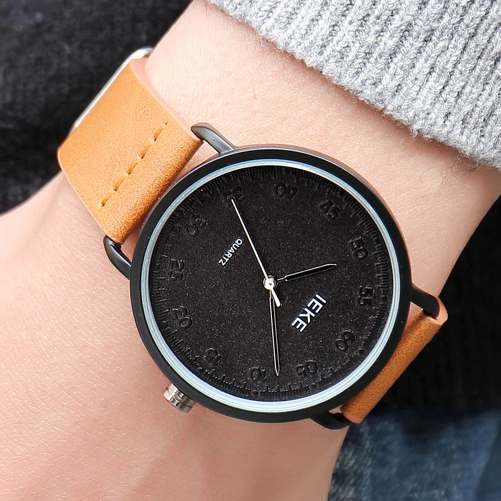 Мужские наручные часы из натуральной кожи мужские IEKE Брендовые кварцевые