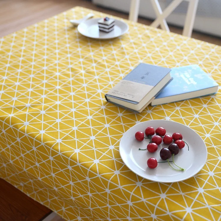 Скатерть из желтой хлопчатобумажной ткани в японском стиле для стола квадратная