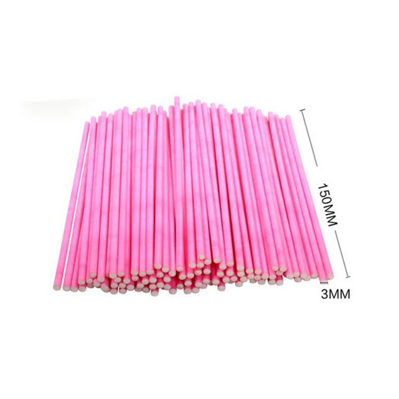 100pcs pink 100 шт. палочки для конфет украшение свадебного стола аксессуары для еды марки торт из леденцов Pops Бумажные палочки детский Декор для вечеринки в честь Дня Рождения - Цвет: 100pcs pink