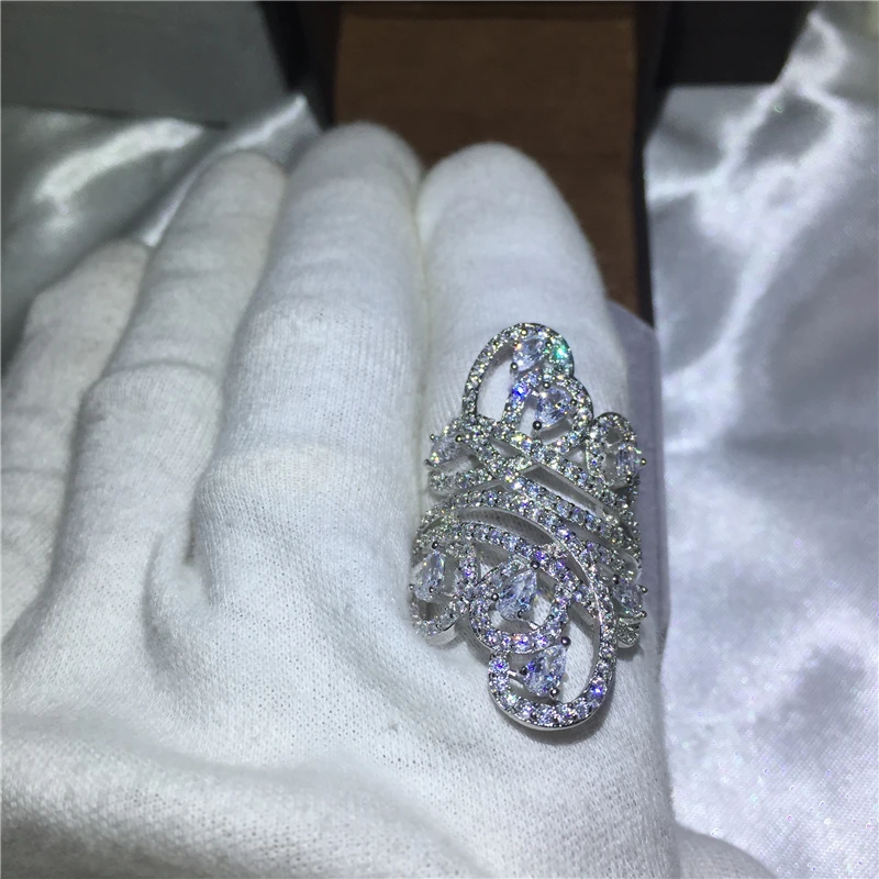 Модное большое кольцо с белым золотом S925 женские обручальные кольца для женщин и