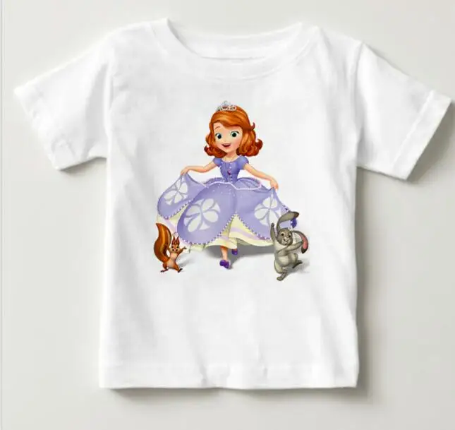 White childreT-shirt Комплект одежды принцессы Софии для девочек; футболки с изображением русалки для девочек; Радужная юбка-пачка; детский праздничный костюм на Хэллоуин для детей; NN - Цвет: White childreT-shirt