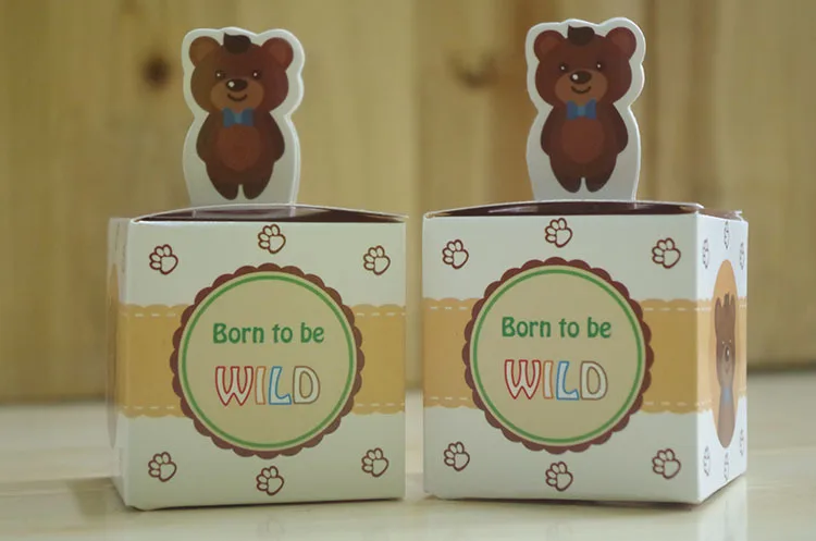 Bear 100 шт./лот) бренд leiso мультфильм животных подарочные коробки для конфет детский душ день рождения поставки декорация праздничные украшения - Цвет: Bear