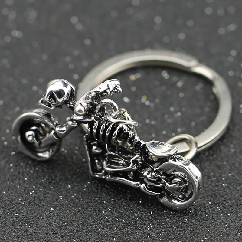 Ghost Rider брелок для мотоцикла скелета черепа ребра кольцо ключей винтажное панк
