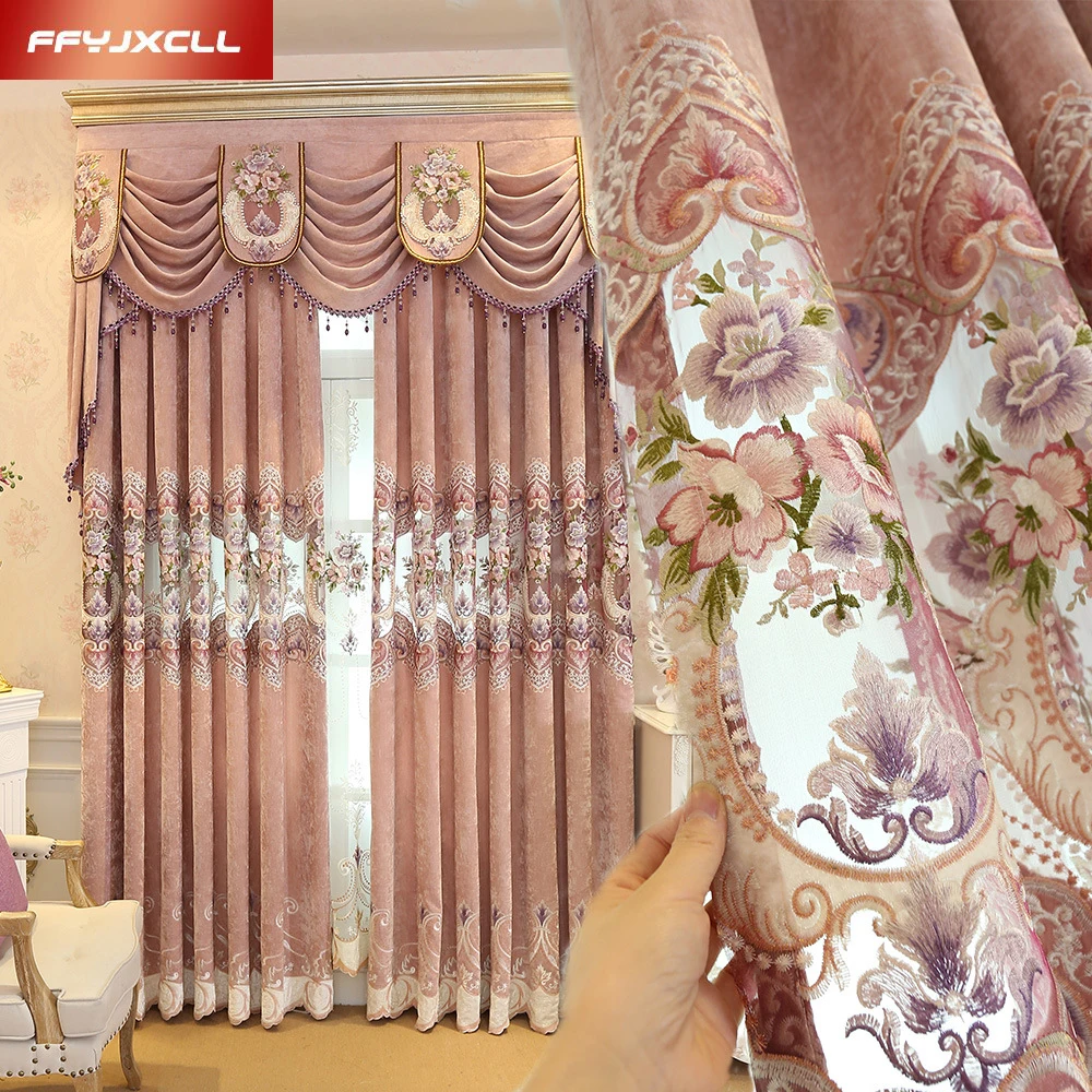 Шторы из синели Европейский Тюль с вышивкой для гостиной спальни роскошные