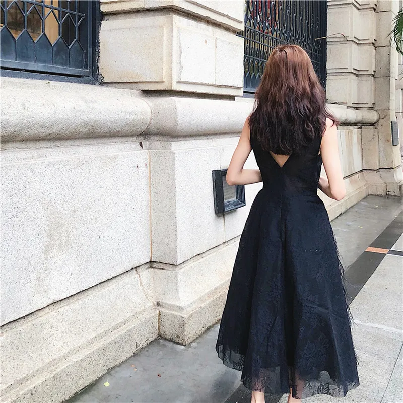 Новое цельное женское кружевное платье для девочек модные вечерние с низким
