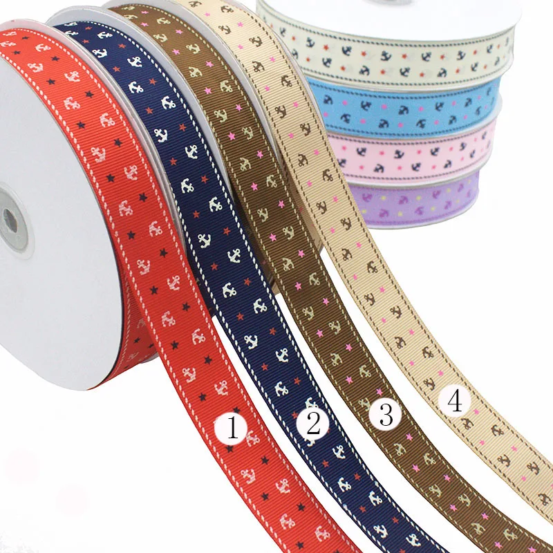 

[IuBuFiGo] 10 yard 5/8"(16mm) Anchor Grosgrain Ribbon Printed DIY Tape 10Y1359