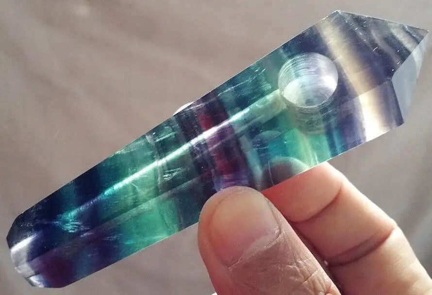 

Natural Fluorite Polished Quartz Crystal CIgarette Holder