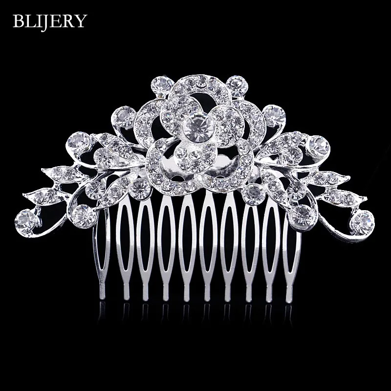 Style 8 BLIJERY, элегантные свадебные аксессуары для волос с жемчугом и кристаллами, цветочные свадебные гребни для волос, женские вечерние ювелирные украшения для волос, Тиара для невесты - Окраска металла: Style 8